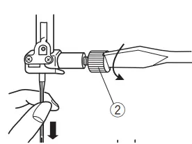 Loosen the needle clamp screw